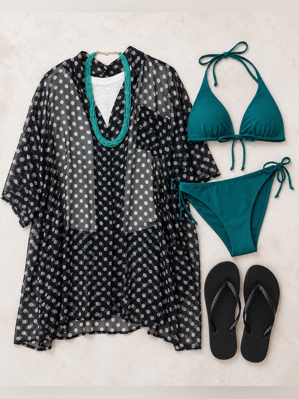 Polka dot button down bathing suit cover up 2X